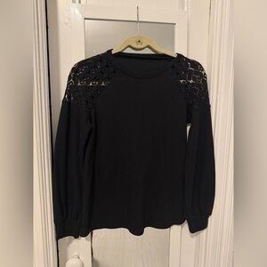 Elegant Black Lace Shoulder Women's Top